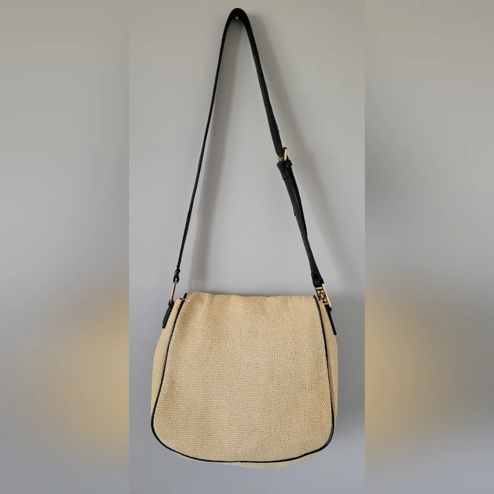 Trina Turk 100%Jute/100%Leather Neutral/Black Crossbody/Shoulder Bag 12
